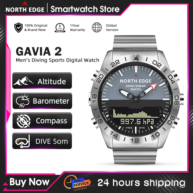Smartwatch Digital Watches For Men - NORTH EDGE Orologio Subacqueo da Uomo,