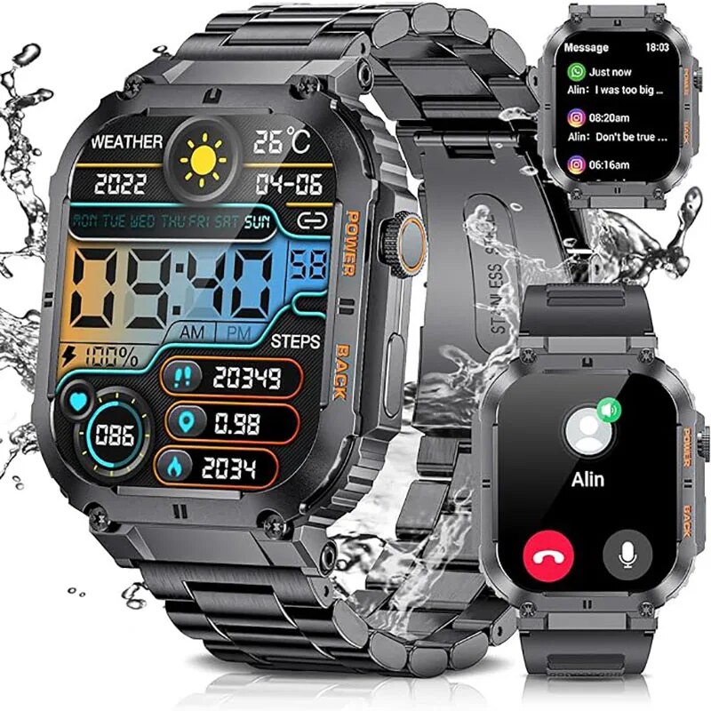 Smartwatch Digital Watches For Men - LIGE Outdoor Sports Fitness Smartwatch per
