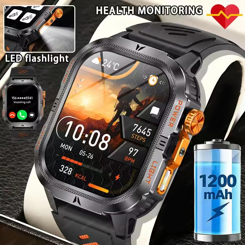 Smartwatch Rugged Watches For Men - Smartwatch Militare Robusto 2026 con Batteria